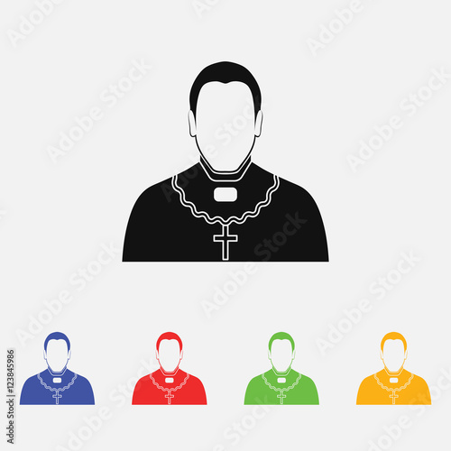 Orthodox priest Vector illustration. Religion icon. Silhouette. Flat style.