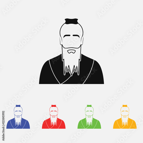 Confucius Vector illustration. Religion icon. Silhouette. Flat style.