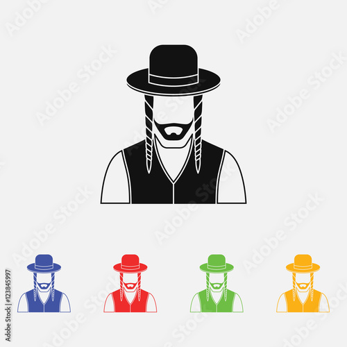 Jew vector character. Vector illustration. Religion icon. Silhouette. Flat style.