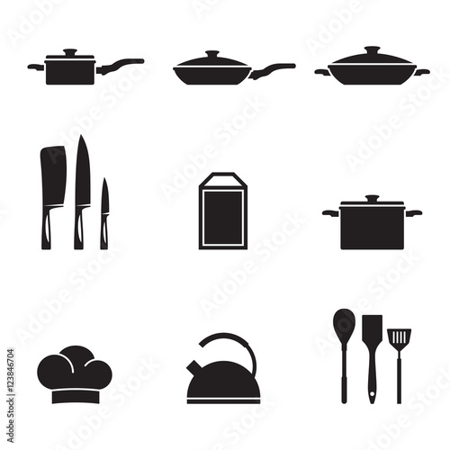 Restaurant kitchen and cooking icons