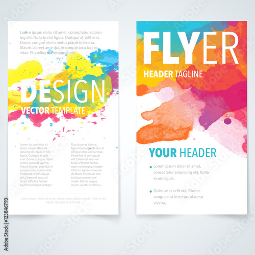 Abstract vector brochure watercolor template. Flyer layout design elements.