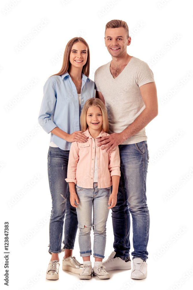 Little girl and her parents Little girl and her parents