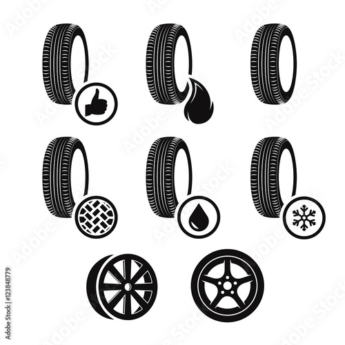 tyre icons set