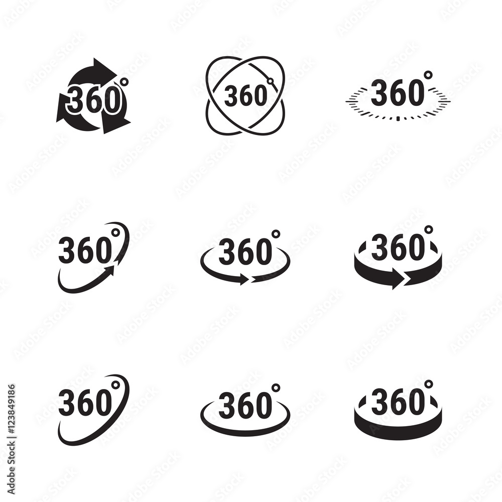 Angle 360 degrees sign icons Angle 360 degrees sign icons