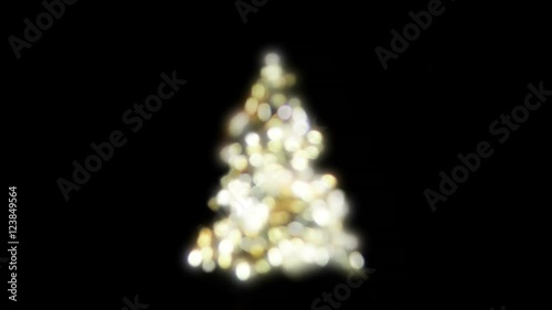 Modern abstract Christmas background. Glowing Christmas tree made of golden lights. Blurred design. HD animation, seamless looping.