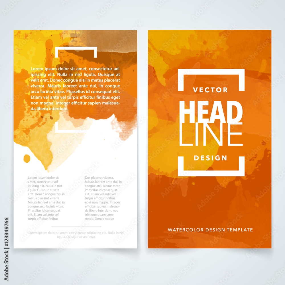 Orange Brochure Design Template Vector Flyers Report Business Watercolor Magazine Poster Cover Book Presentation Portfolio Cover Brochure Design Layout Background Stock Vector Adobe Stock