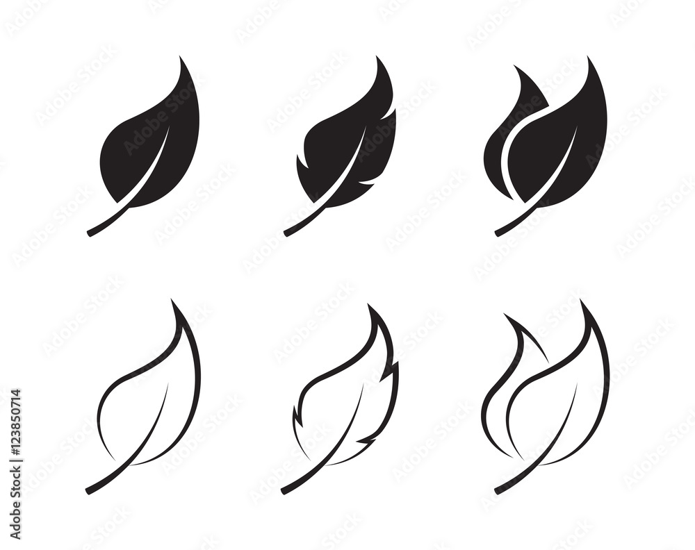 Vector leaves icons set on white background Vector leaves icons set on white background