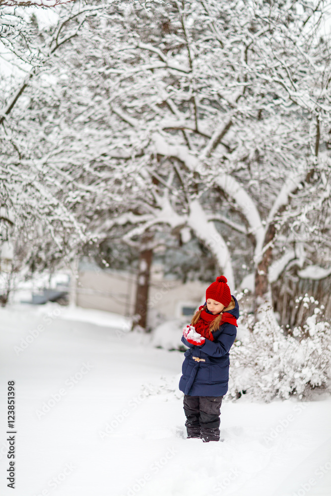 Little girl outdoors on winter