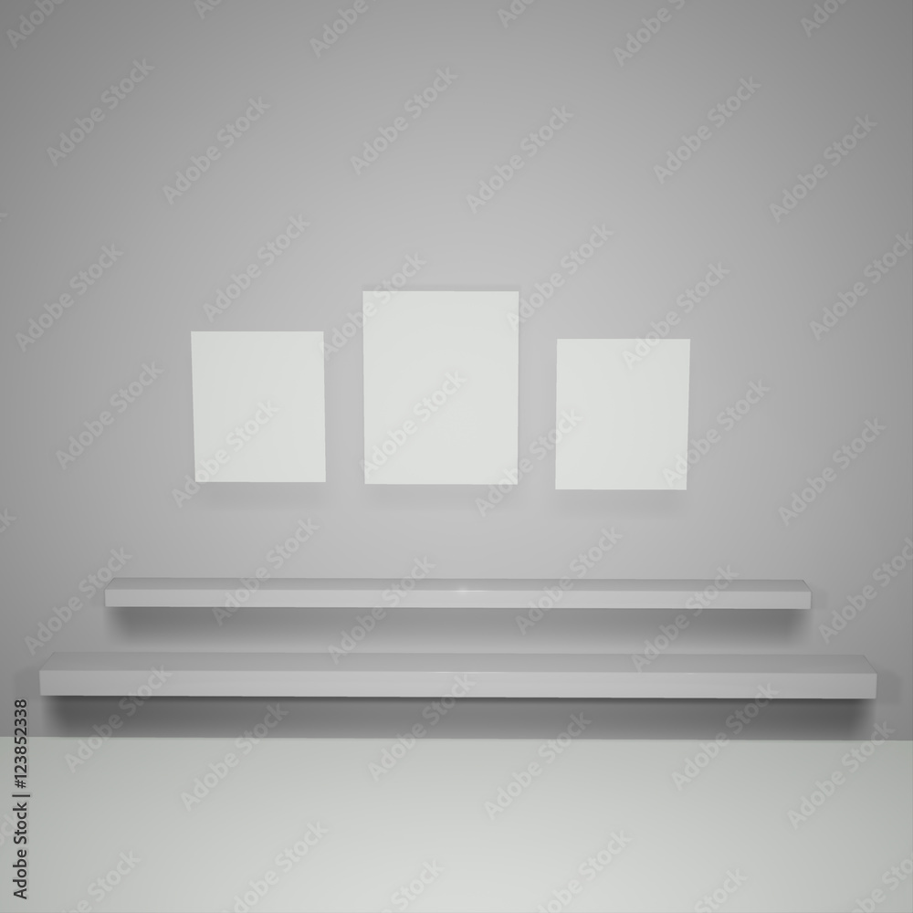 Obraz premium Lit interior mockup 3d illustration