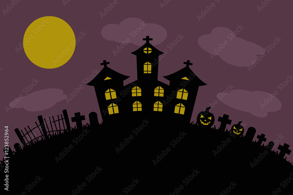 halloween background castle cemetery