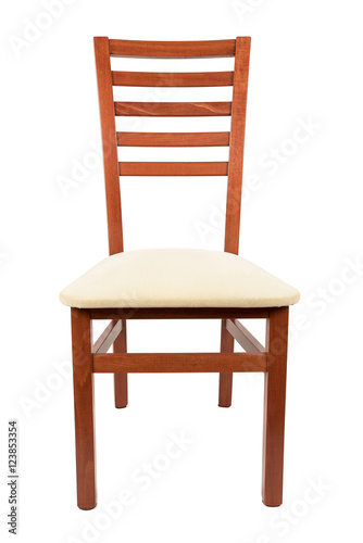 Wooden chair on white background