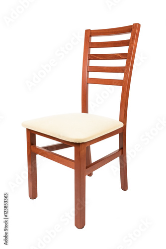 Wooden chair on white background