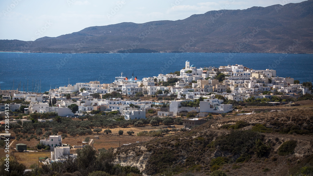 Scenic view of Milos island, Greece.