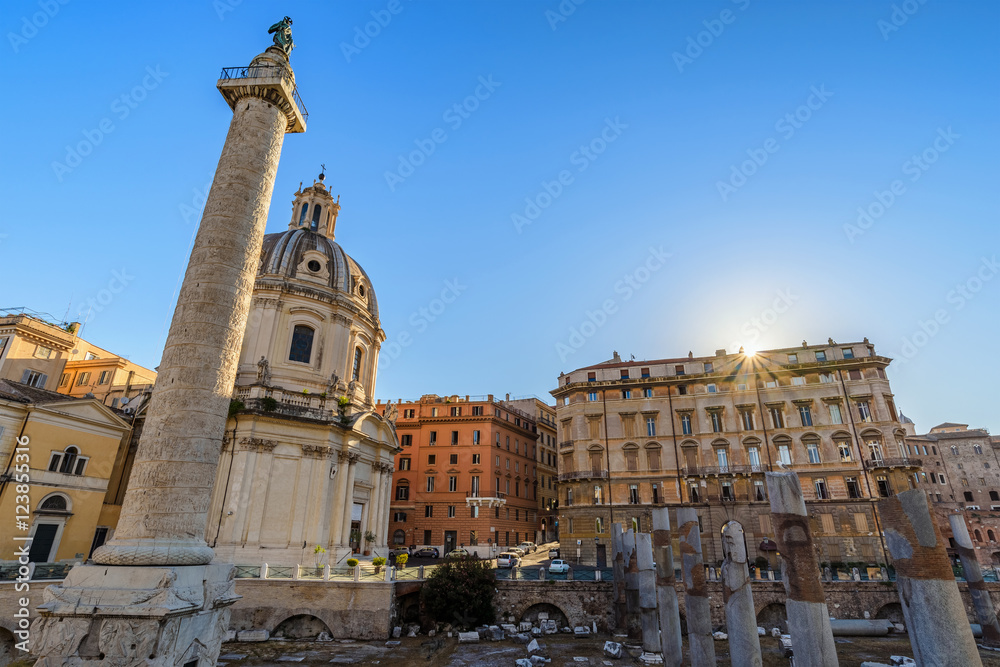 Rome Imperial Forums when sunrise, Rome, Italy