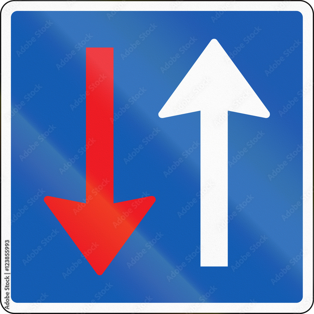 Road sign used in Denmark - Priority over oncoming vehicles Road sign used in Denmark - Priority over oncoming vehicles