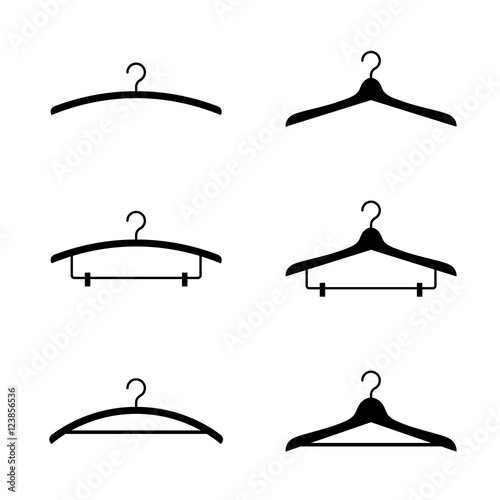 Clothes hanger silhouette icon set black color isolated on white background