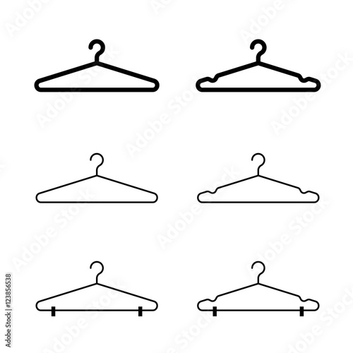 Clothes hanger silhouette icon set black color isolated on white background