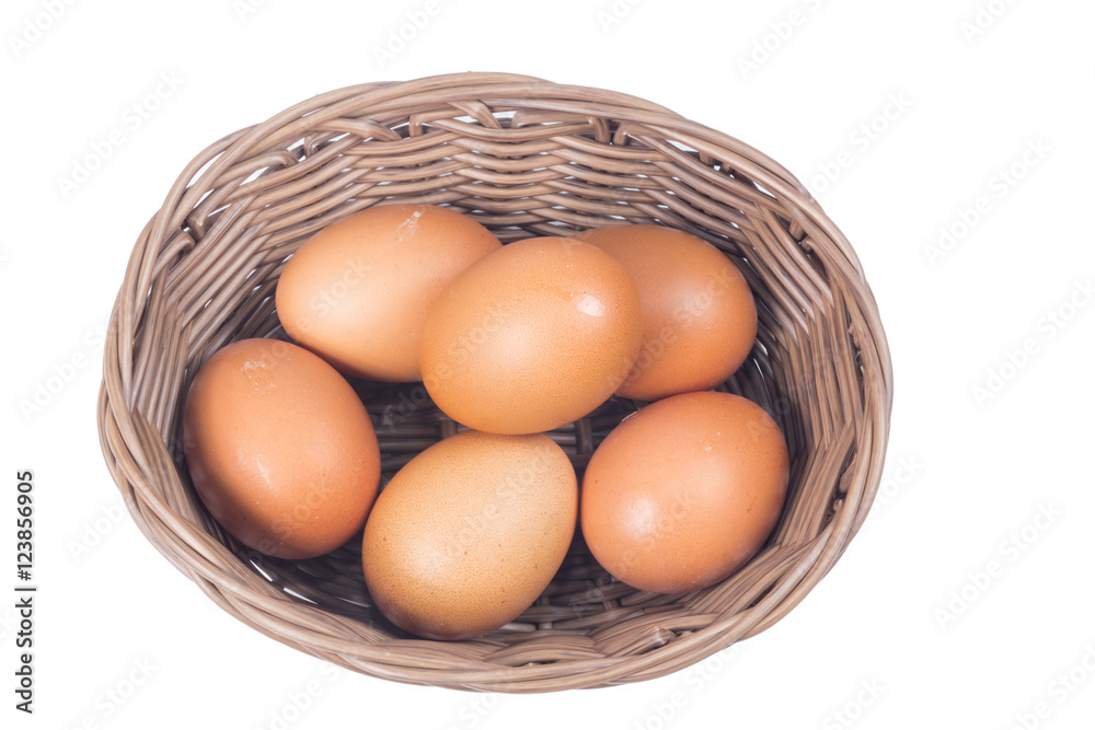 egg in basket wicker on white background
egg in basket wicker on white background