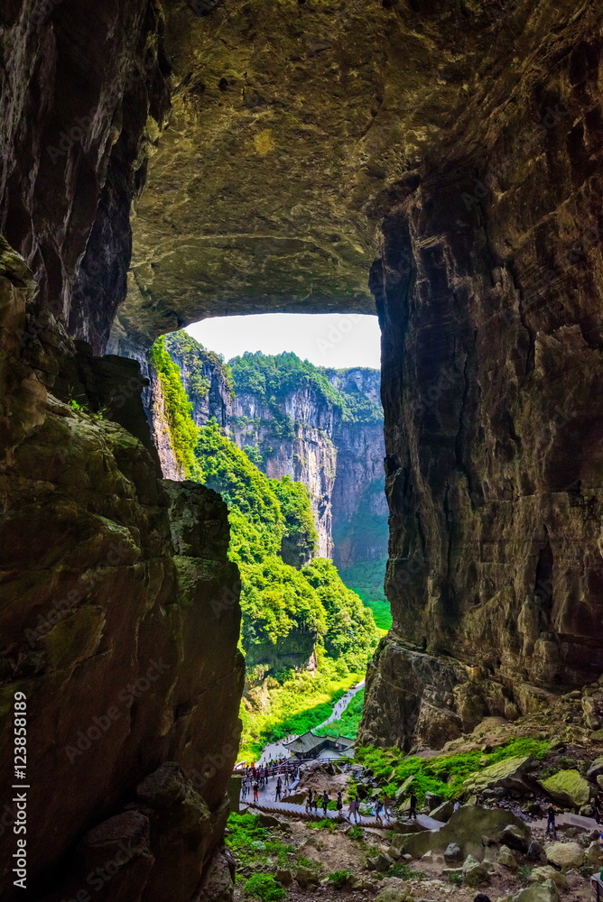 Wulong Karst limestone rock formations in Longshui Gorge Difeng, an important constituent part of the Wulong Karst World Natural Heritage. China