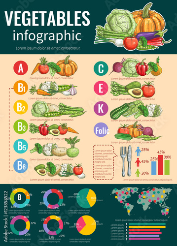 Healthy vegetables and vitamins infographics