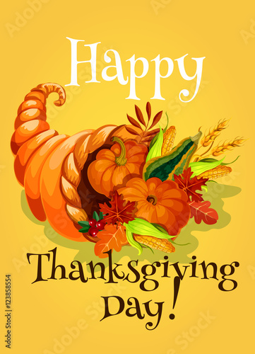 Thanksgiving Day cornucopia greeting card