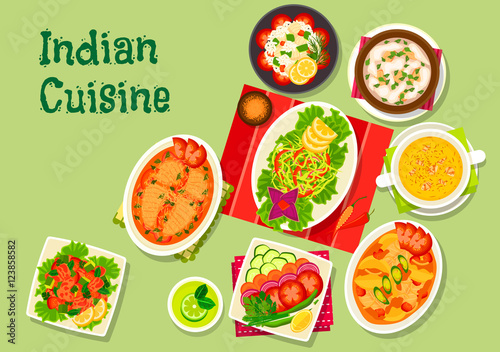 Indian cuisine lunch dishes icon for menu dessign