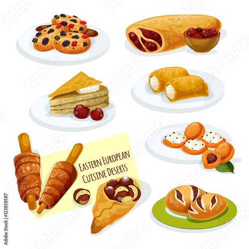 Eastern european cuisine pastry desserts icon