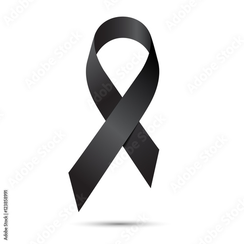 Black awareness ribbon isolate on white background, Vector illus
