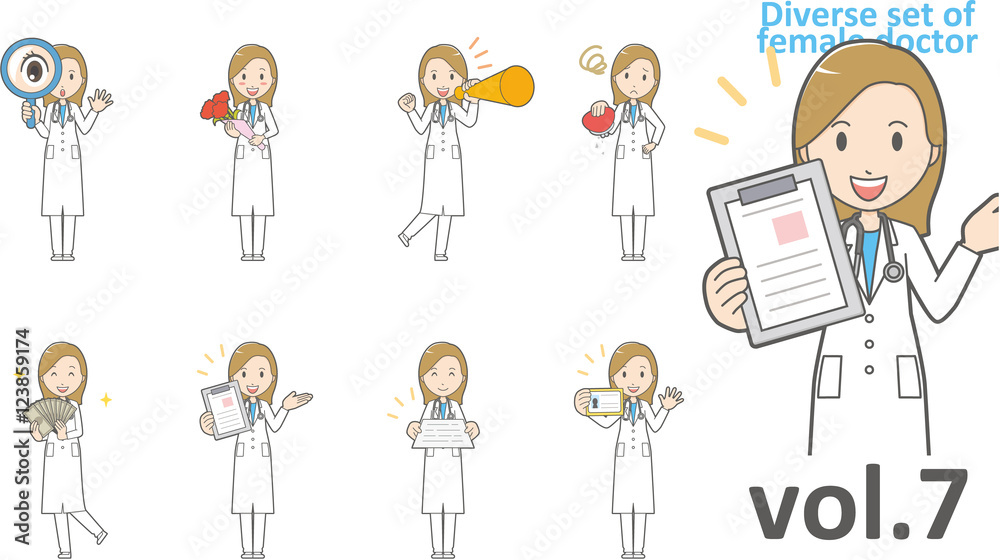Diverse set of female doctor , EPS10 vector format vol.7 Diverse set of female doctor , EPS10 vector format vol.7
