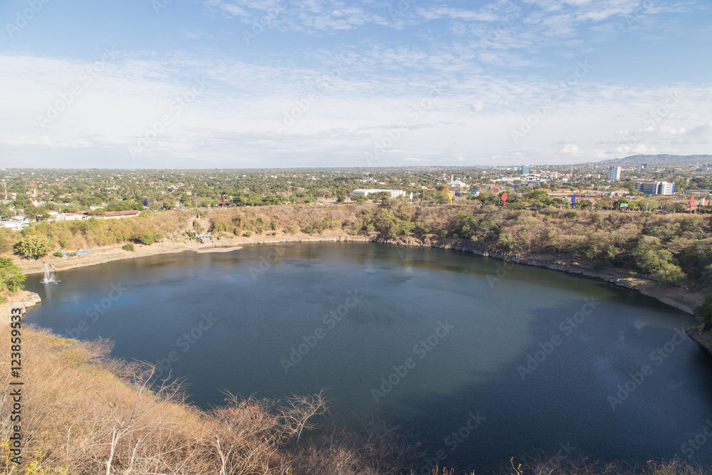 Fototapeta premium Tiscapa lagoon view from Managua, Nicaragua