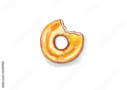Donut Watercolor painting  on white background