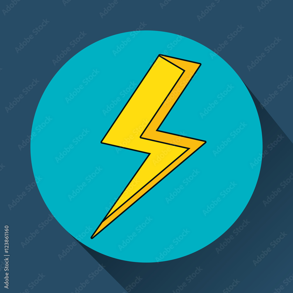 yellow bolt icon over blue circle and background. vector illustration yellow bolt icon over blue circle and background. vector illustration