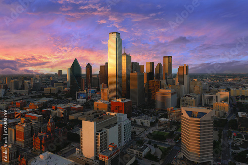 Canvas Print Dallas downtown view shot from reunion tower