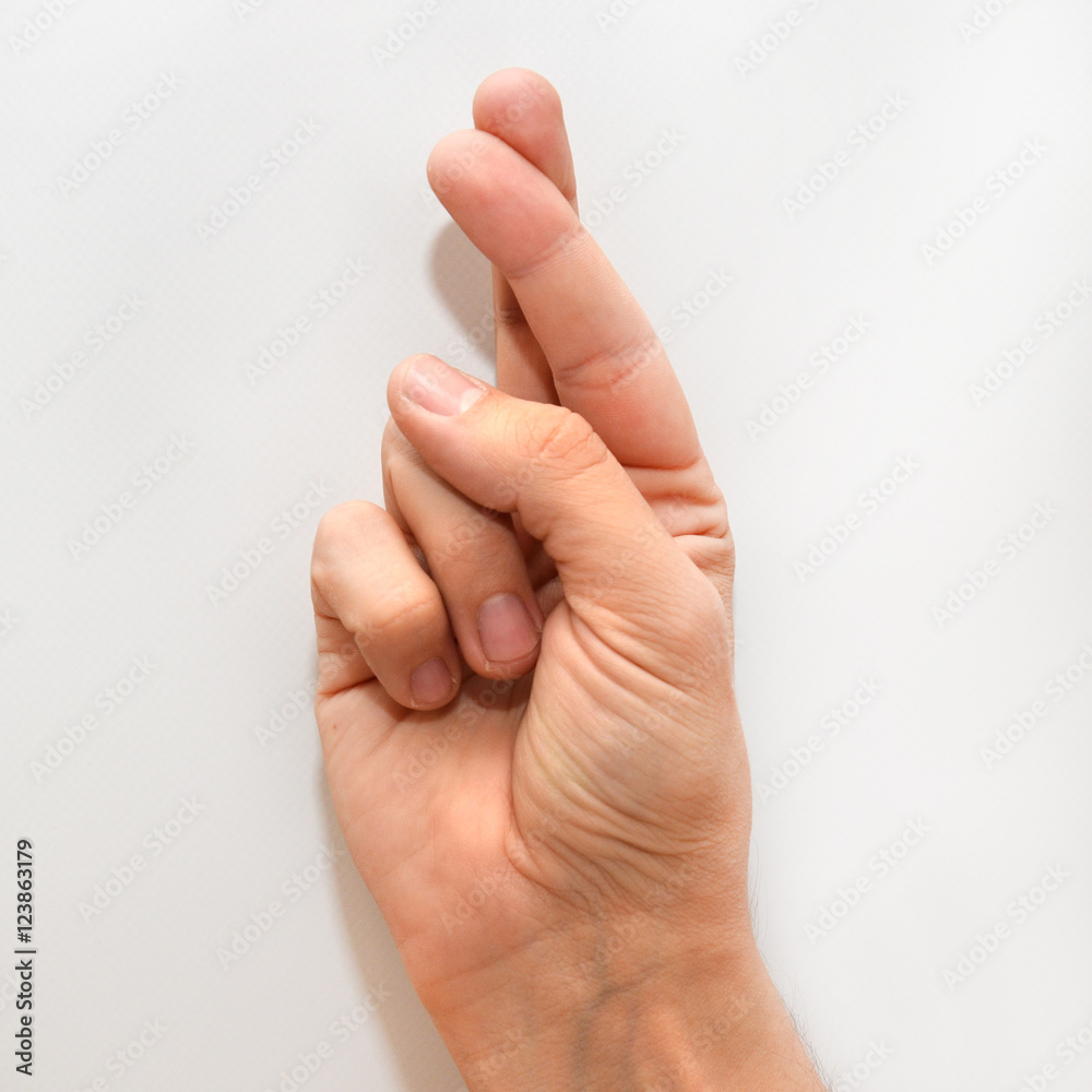 Letter R in American Sign Language (ASL) for deaf people Letter R in American Sign Language (ASL) for deaf people