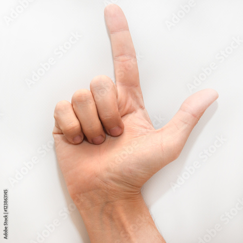 Letter L in American Sign Language (ASL) for deaf people