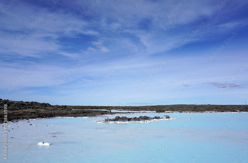 Beautiful  blue water at blue lagoon in Iceland