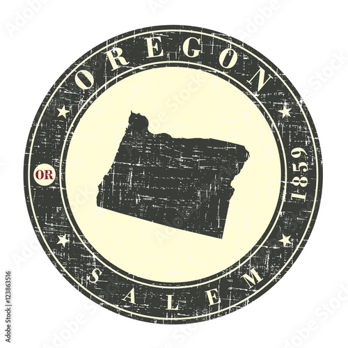 Vintage stamp with map of Oregon.
