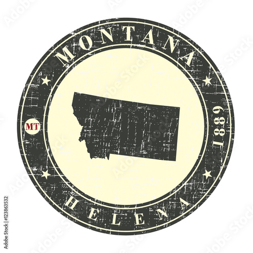 Vintage stamp with map of Montana