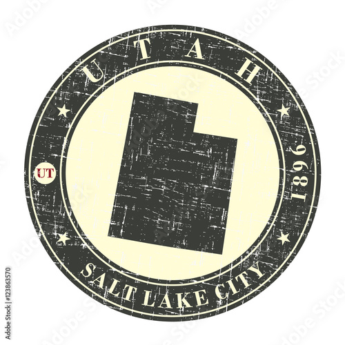 Vintage stamp with map of Utah