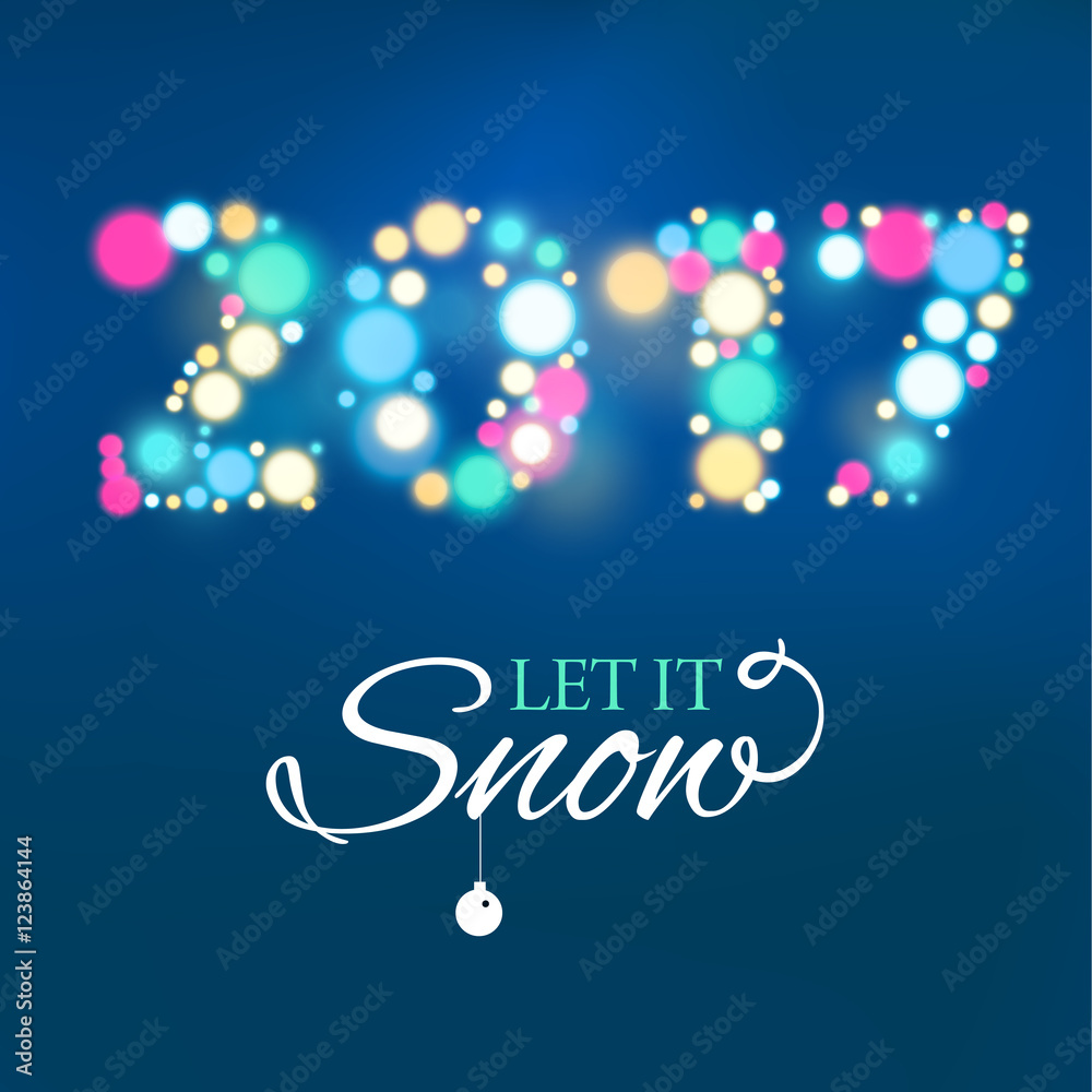Naklejka premium Merry Christmas postcard with designed text. Vector illustration.