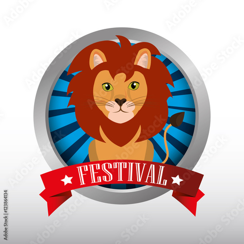 button lion animal circus festival show icon over white background. colorful design. vector illustration