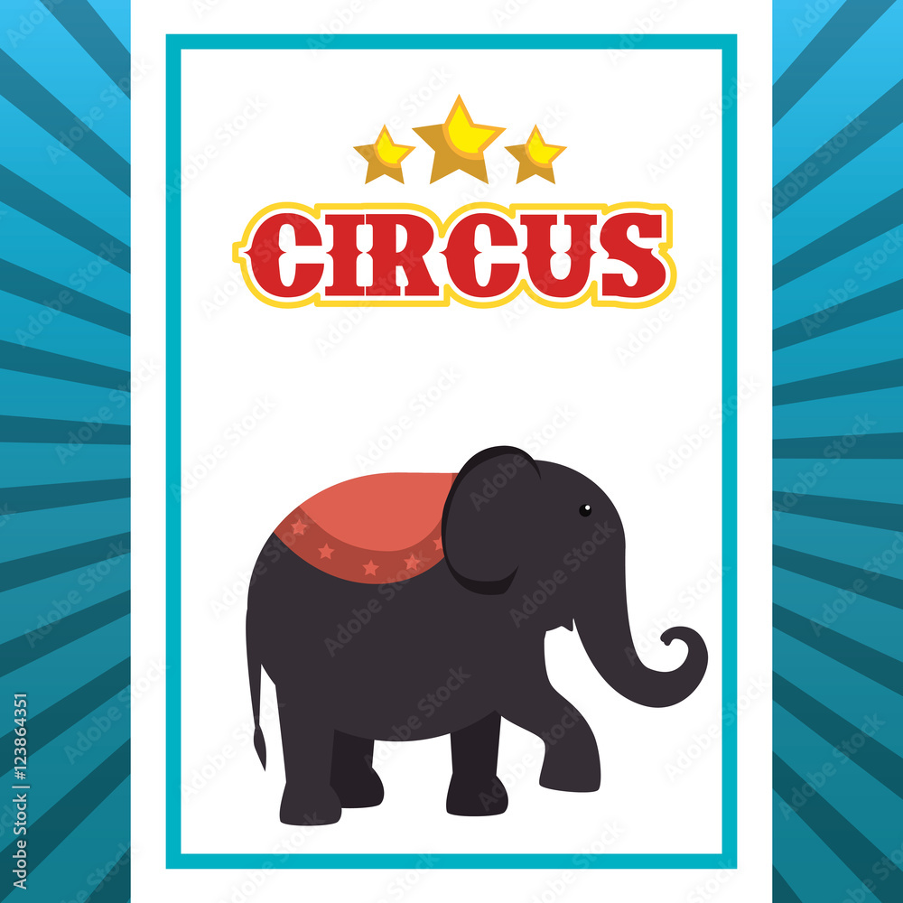 Fototapeta premium circus elephant festival show over blue and white background. vector illustration
