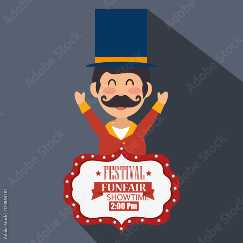 avatar happy man announcer circus festival over gray background. colorful design. vector illustration
