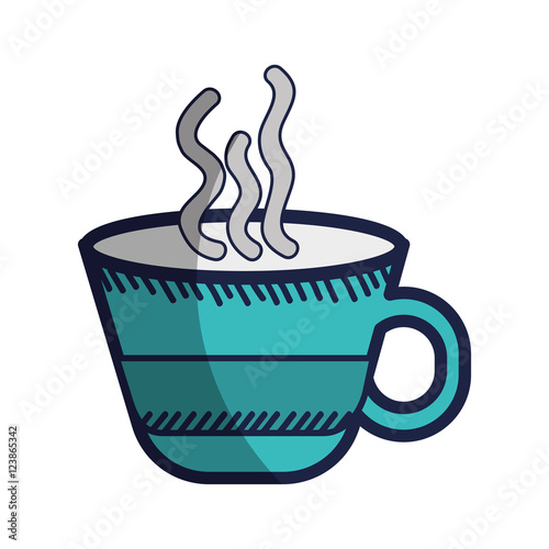 hot coffee mug caffeine drink over white background. vector illustration