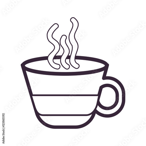 hot coffee mug caffeine drink over white background. vector illustration