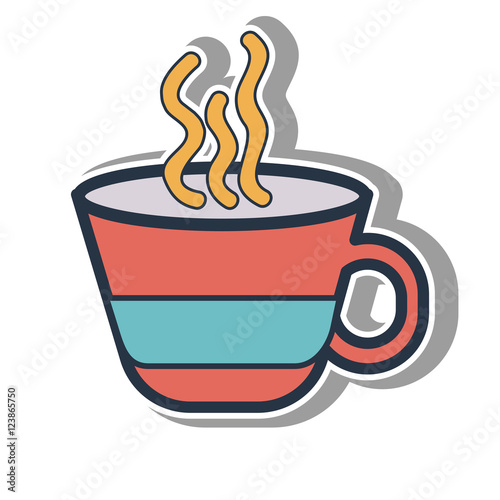 hot coffee mug caffeine drink over white background. vector illustration