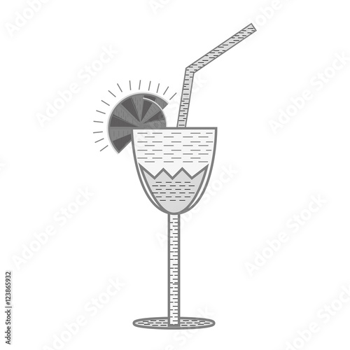 cocktail liquor  drink with lemon slice and straw over white background. vector illustration