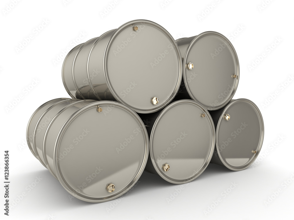 3D rendering Set chrome barrels