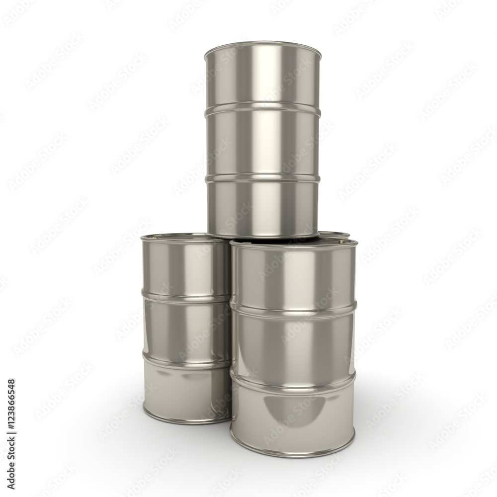3D rendering Many chrome barrels 3D rendering Many chrome barrels