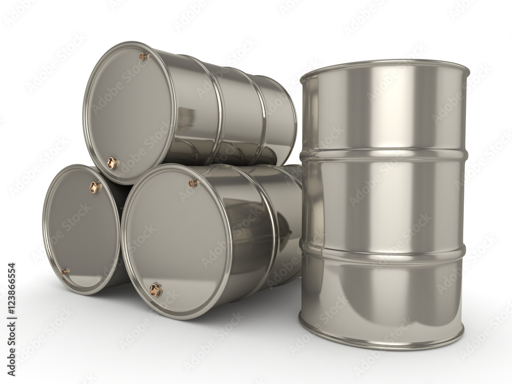3D rendering Set chrome barrels 3D rendering Set chrome barrels